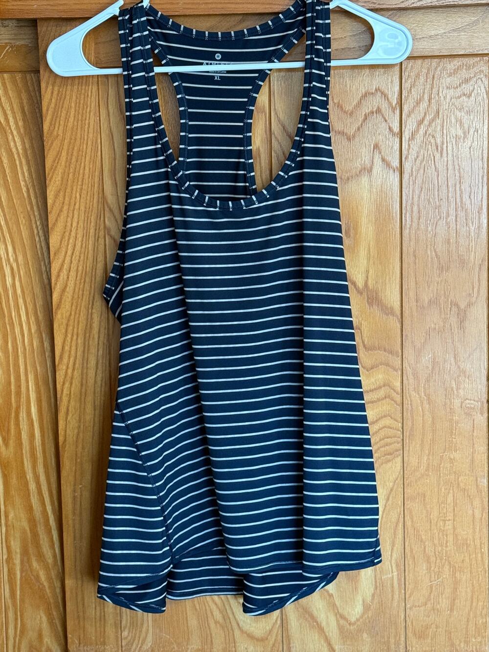 Athleta Striped Racerback Tank Top XL Navy Blue & White